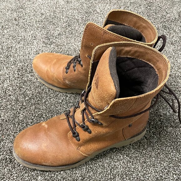 North Face Brown Leather Hiking Boots Womens 8 - Picture 1 of 2